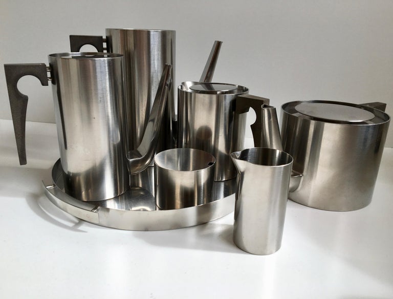 Midcentury Danish Stainless Steel Tea or Coffee Set by Arne Jacobsen