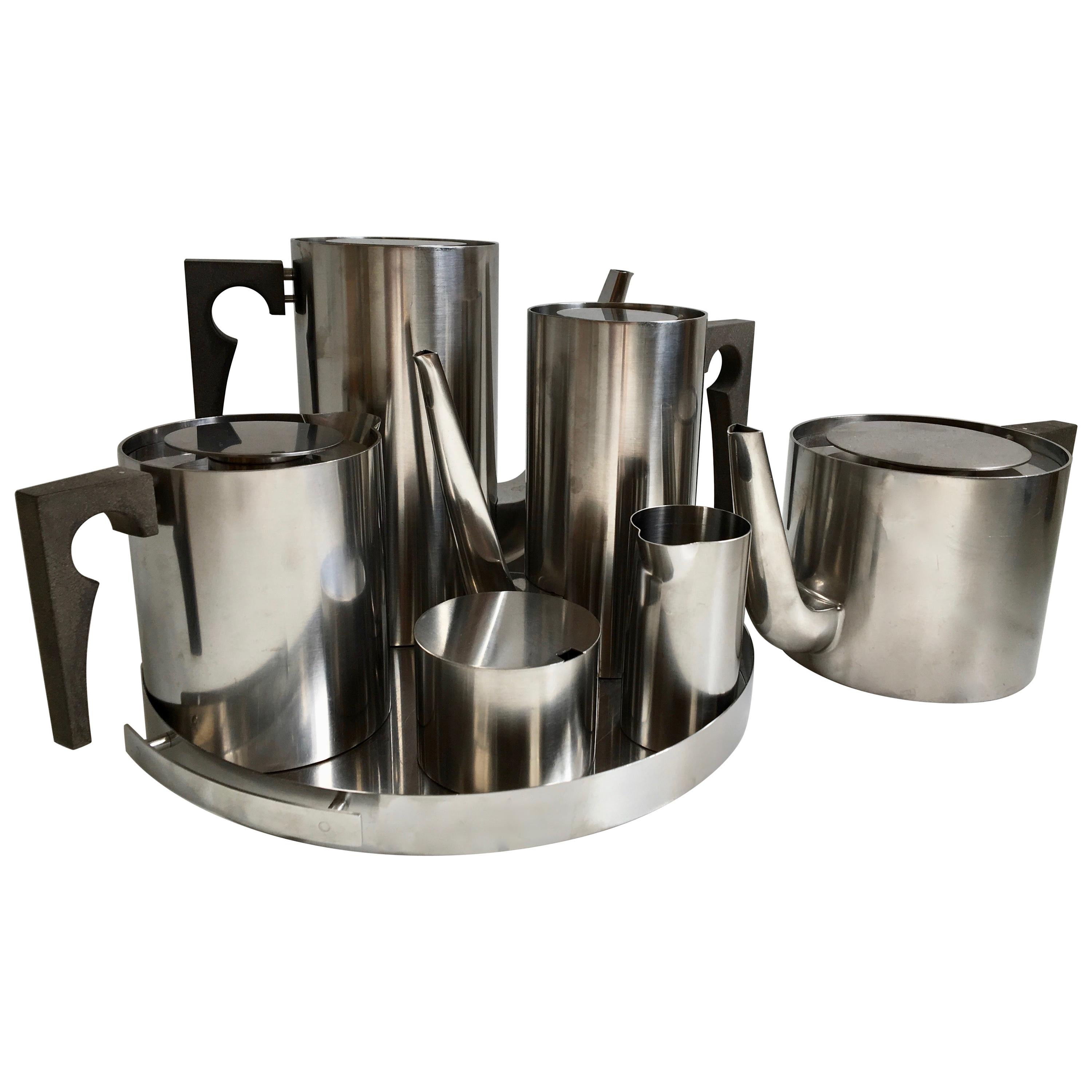Midcentury Danish Stainless Steel Tea or Coffee Set by Arne Jacobsen for Stelton For Sale