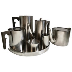 Midcentury Danish Stainless Steel Tea or Coffee Set by Arne Jacobsen for Stelton