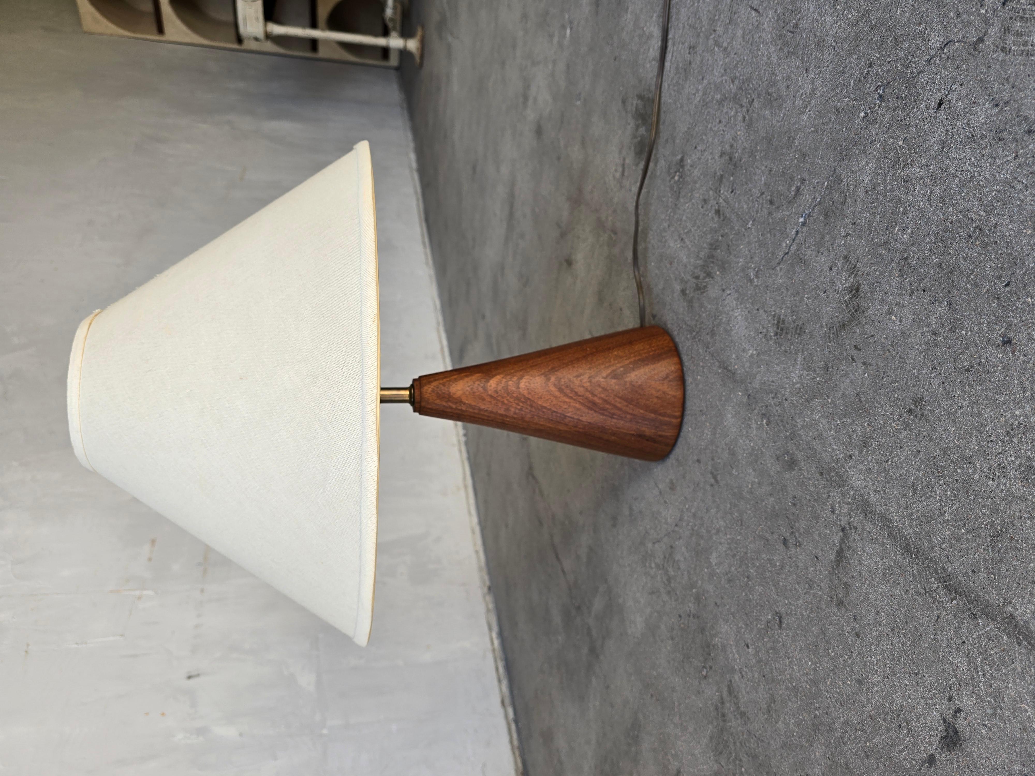 Mid-Century Modern Mid Century Danish Staved Teak Conical Table Lamp For Sale
