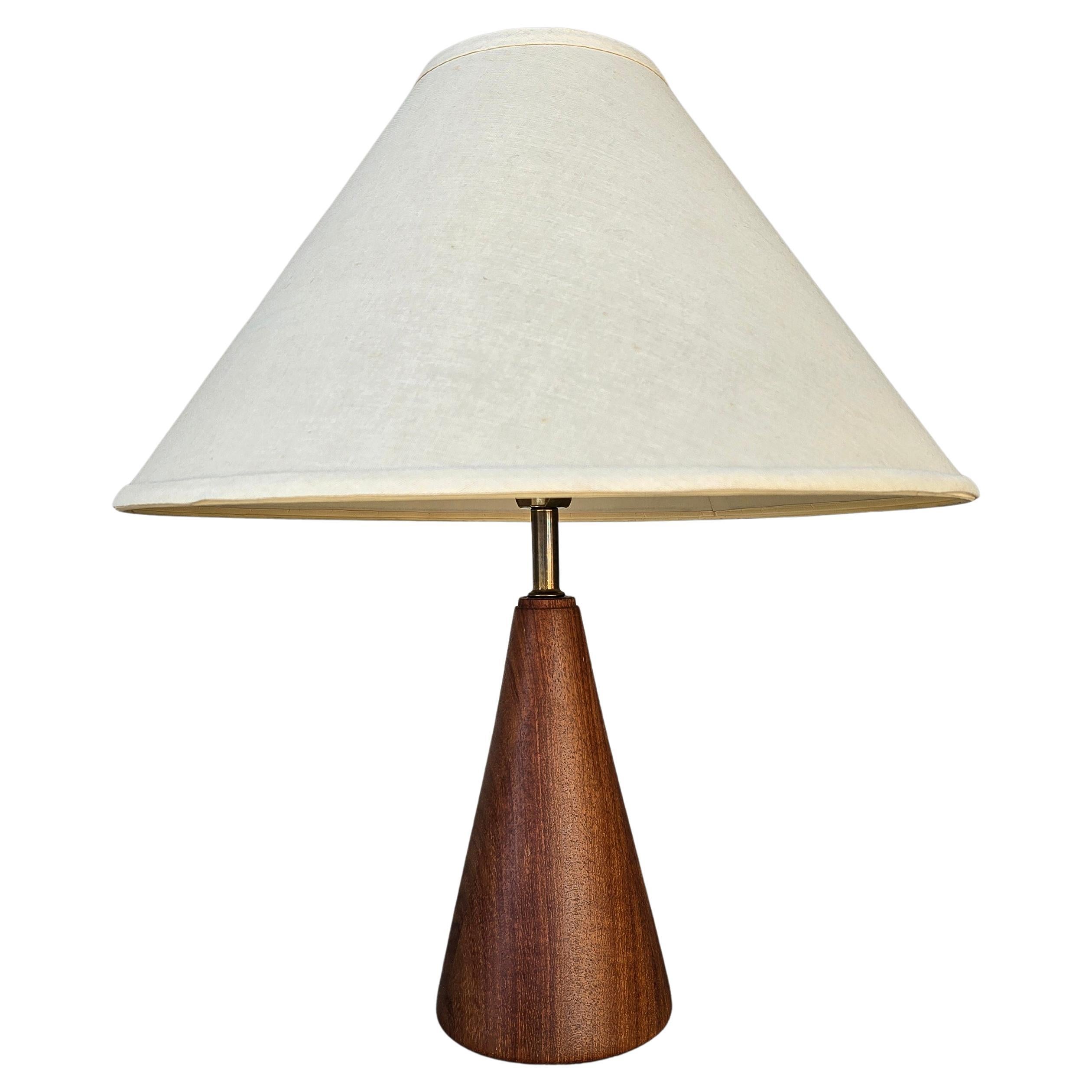 Mid Century Danish Staved Teak Conical Table Lamp