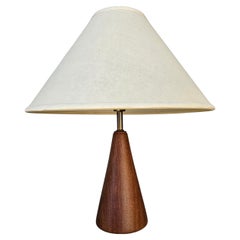 Mid Century Danish Staved Teak Conical Table Lamp