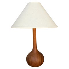 Lampe à poser danoise du milieu du siècle en teck staved Gourd