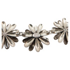Mid-Century Danish Sterling Silver Daisy Necklace, SCF Denmark