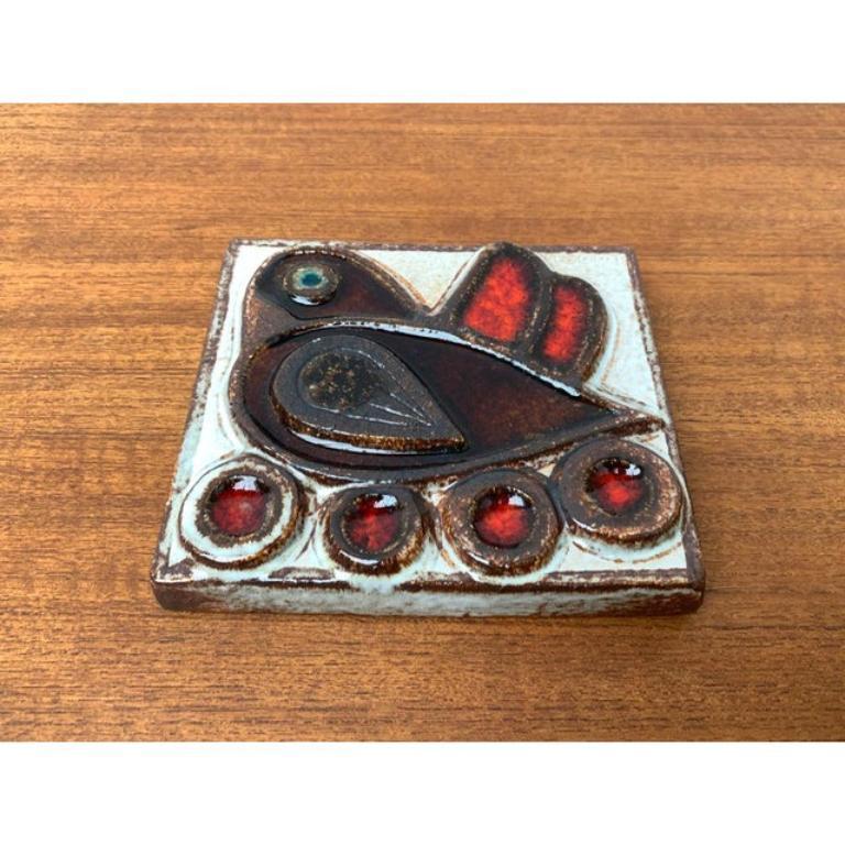 Ceramic Mid-Century Danish Stoneware Bird Wall Plate by Noomi Backhausen, 1960s For Sale