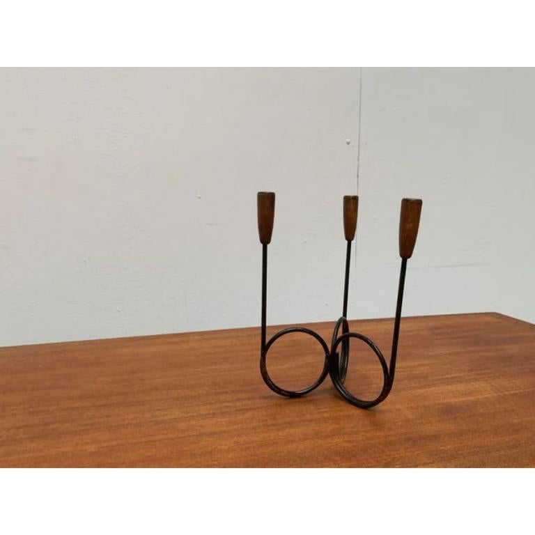 Portacandele in teak in stile stringa danese di metà secolo, anni '60 in vendita 4