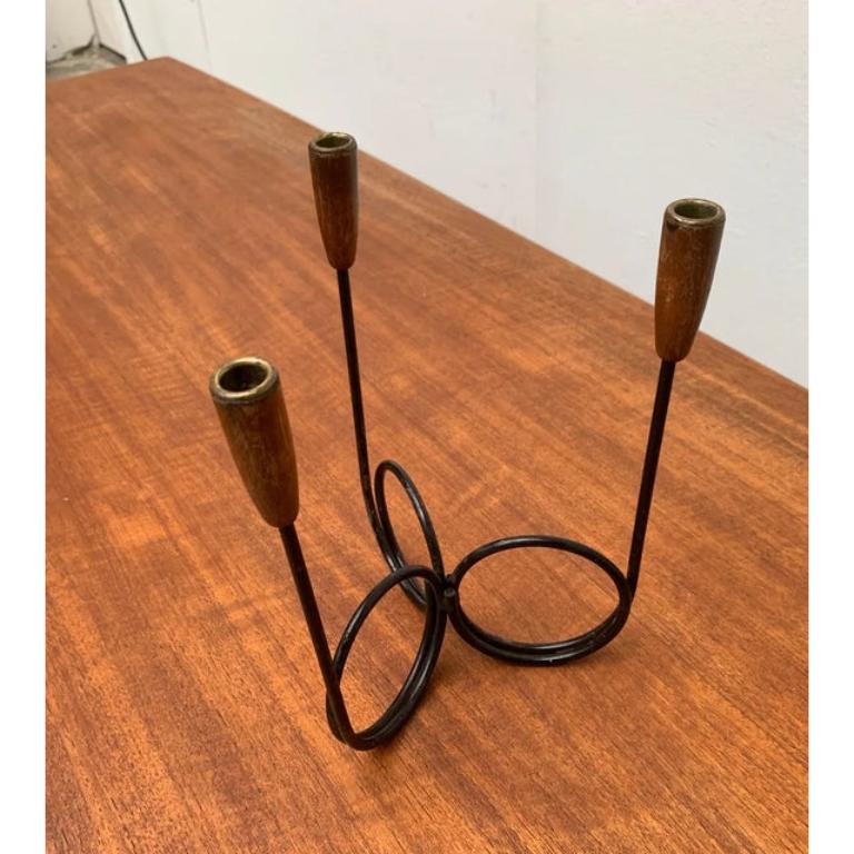 Portacandele in teak in stile stringa danese di metà secolo, anni '60 In condizioni ottime in vendita a Hamburg, DE