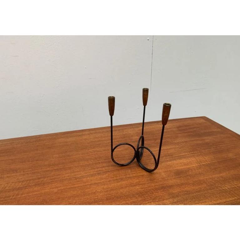 Portacandele in teak in stile stringa danese di metà secolo, anni '60 in vendita 1