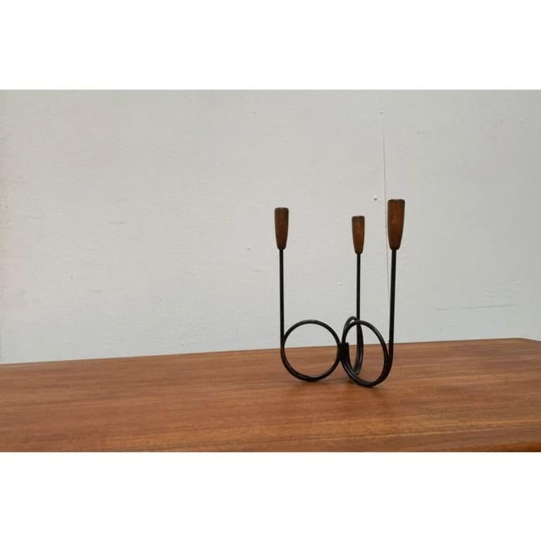 Portacandele in teak in stile stringa danese di metà secolo, anni '60 in vendita 2
