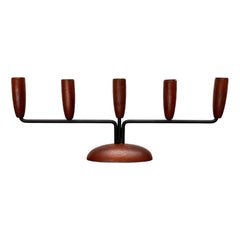Mid-Century Danish String Style Teak Candleholder 1960s