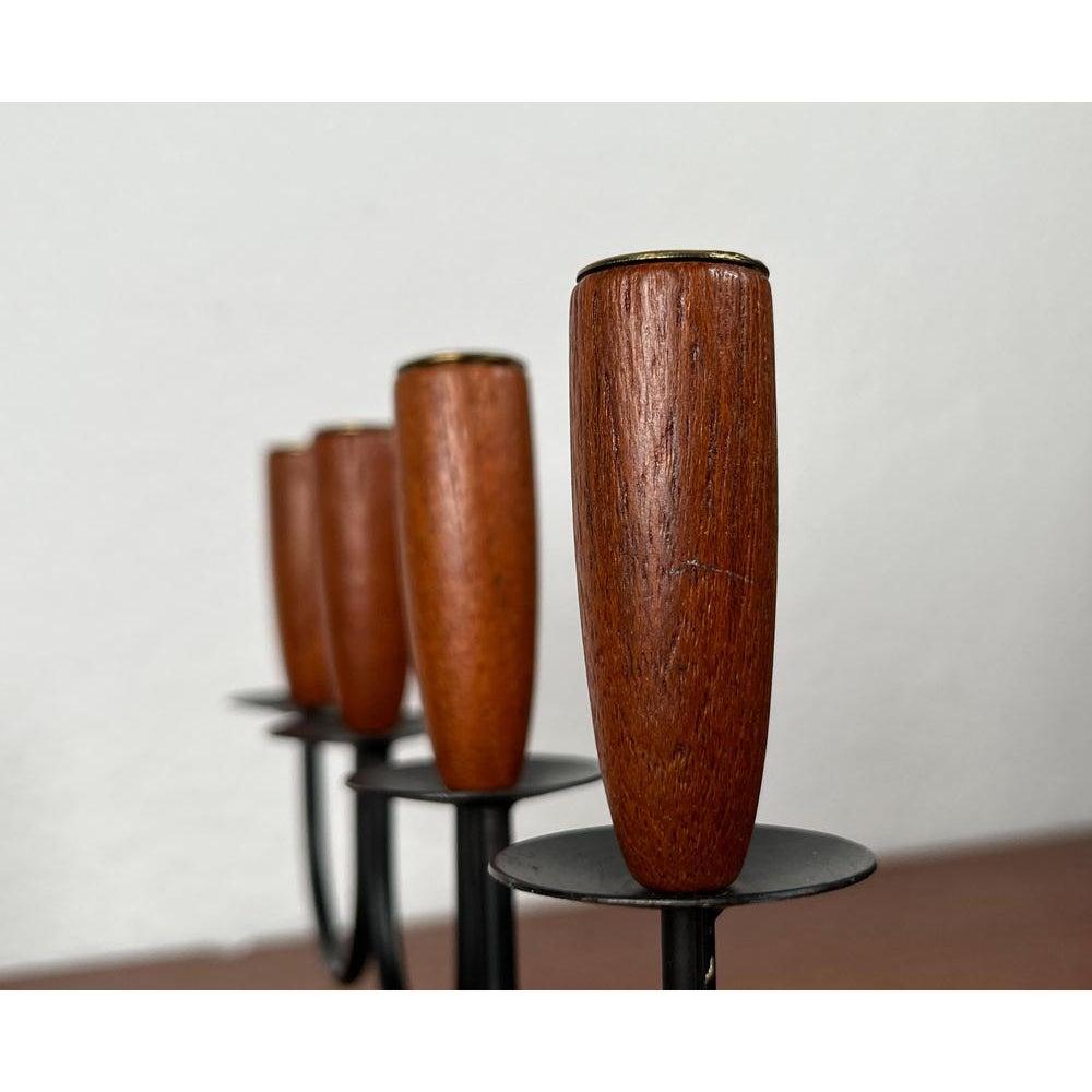 20th Century Mid-Century Danish String Teak Candleholder, 1960s For Sale
