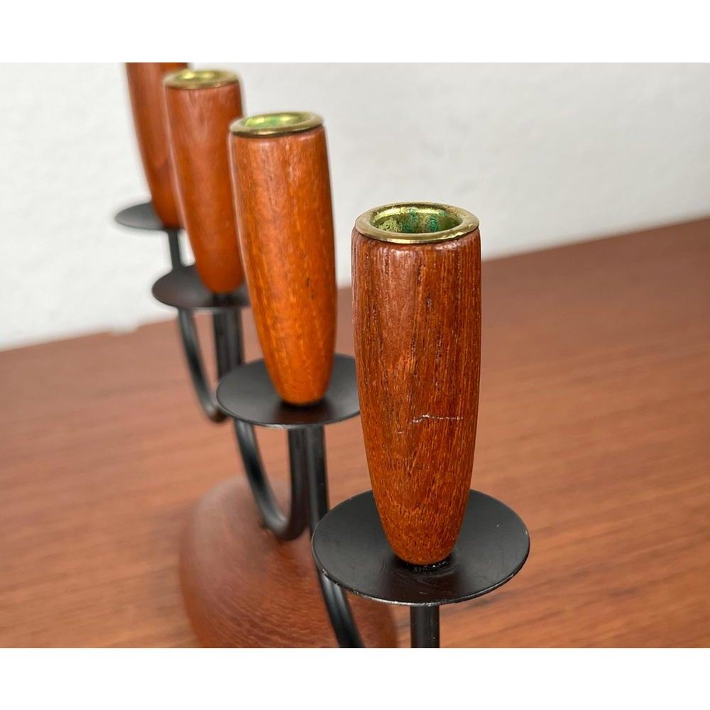 Mid-Century Danish String Teak Candleholder, 1960s For Sale 1