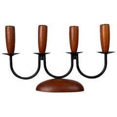 Mid-Century Danish String Teak Candleholder, 1960s