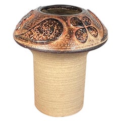 Dänische Studio Pottery Pilzvase aus Steinzeug aus der Jahrhundertmitte von Søholm, 1960er Jahre