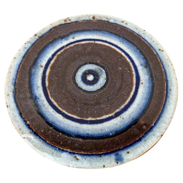 Mid-Century Danish Studio Pottery Wall Plaque Plate by Helle Allpass, 1960s For Sale