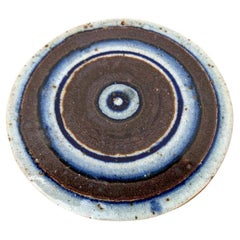 Mid-Century Danish Studio Pottery Wall Plaque Plate by Helle Allpass, 1960s