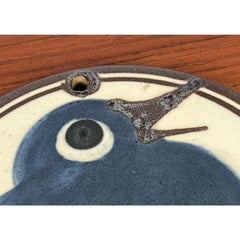 Mid-Century Danish Studio Pottery Wall Plate with Bird Design, 1976