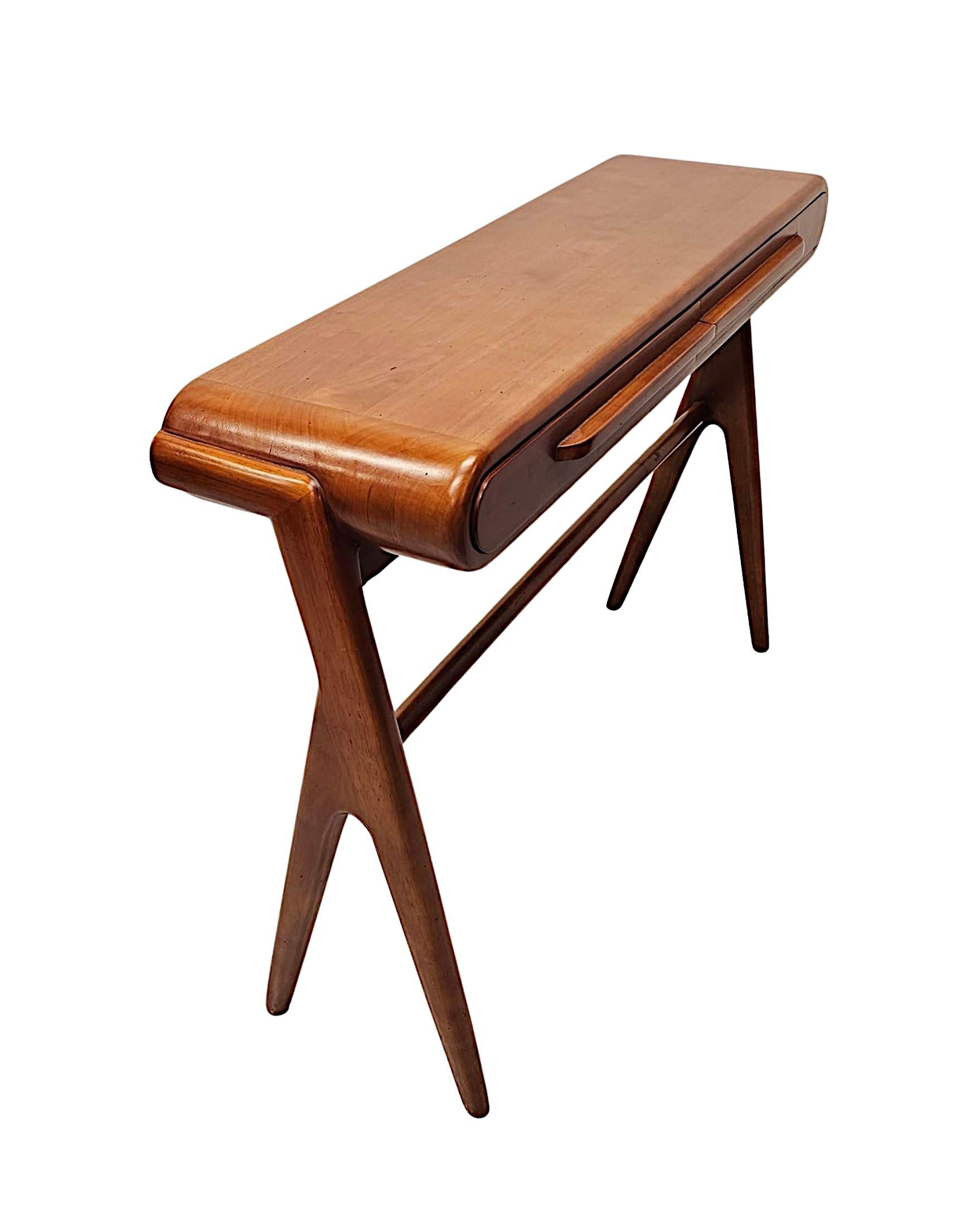 Walnut Mid Century Danish Style Console or Side Table For Sale