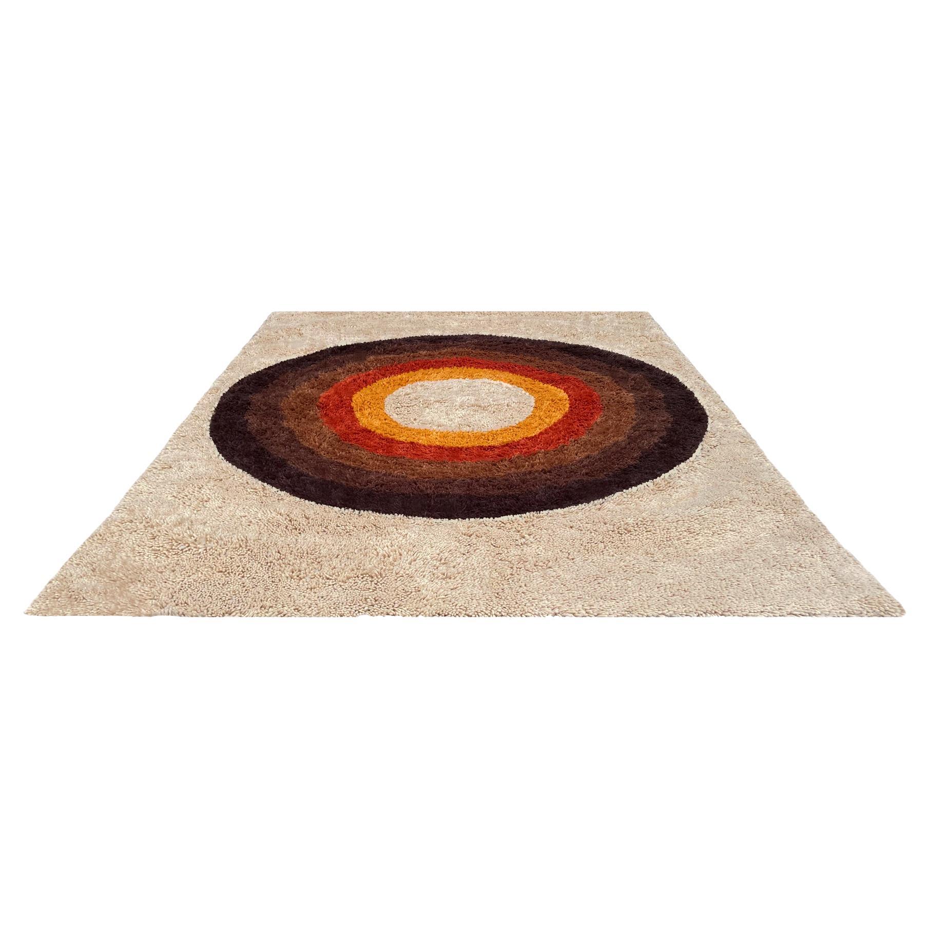 Rya-Teppich im dänischen Stil aus der Mitte des Jahrhunderts im modernen Bullseye Panton-Design