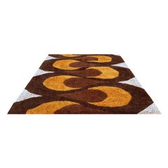 Mid Century Danish Style Rya Area Shag Rug in Teardrop Design after Panton