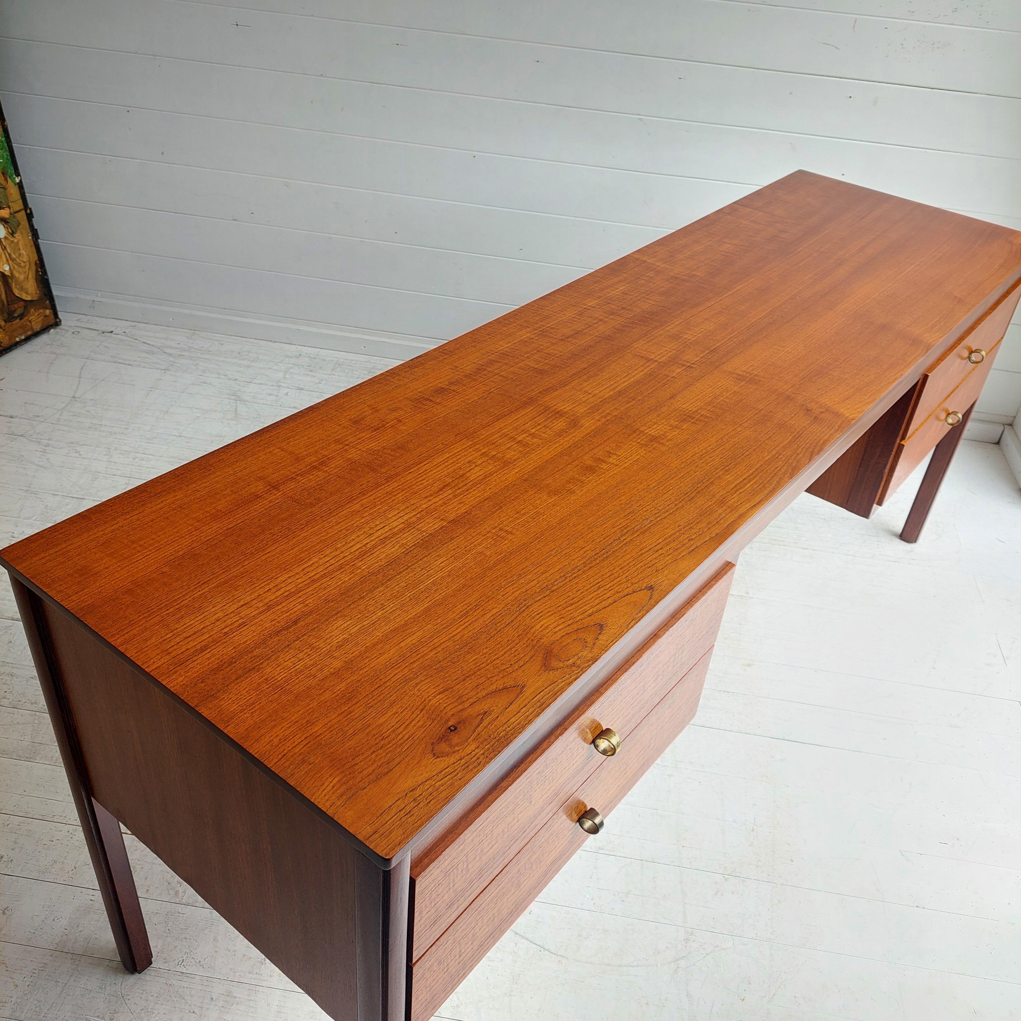 Brass Mid Century  Danish style Teak Dressing table Desk Heals Of London, 60s For Sale