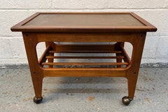 Mid-Century Danish Style Teak Slatted Rolling Cart