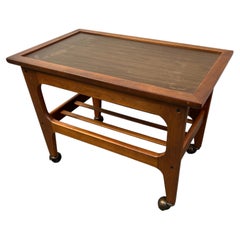 Mid-Century Danish Style Teak Slatted Rolling Cart