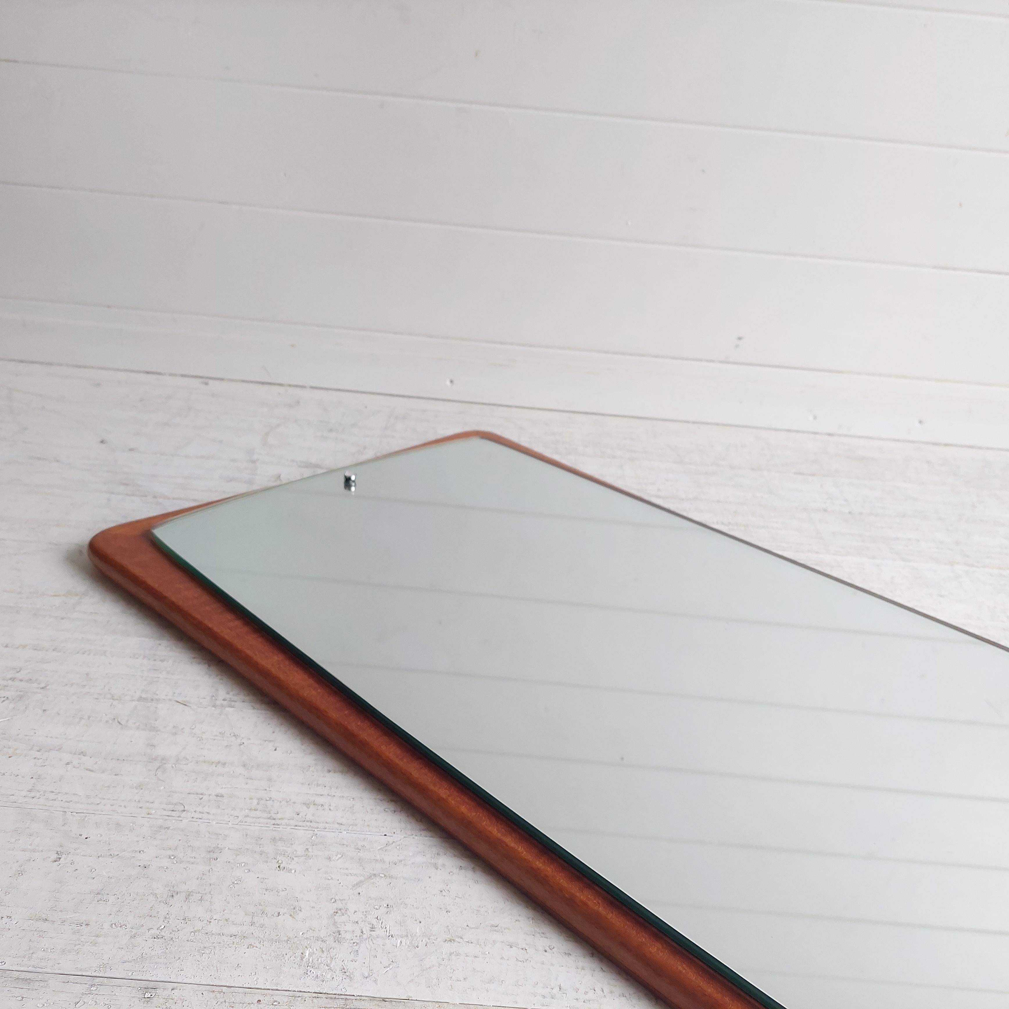 60/70's X Large Mid Century Modern Teak Framed Wall Mirror - Portrait - Danish Scandi Style Vintage - 
A generously sized and utterly fabulous 60/70's rectangular retro wall mirror, oozing with Scandi boho minimalist style mounted on a curved teak