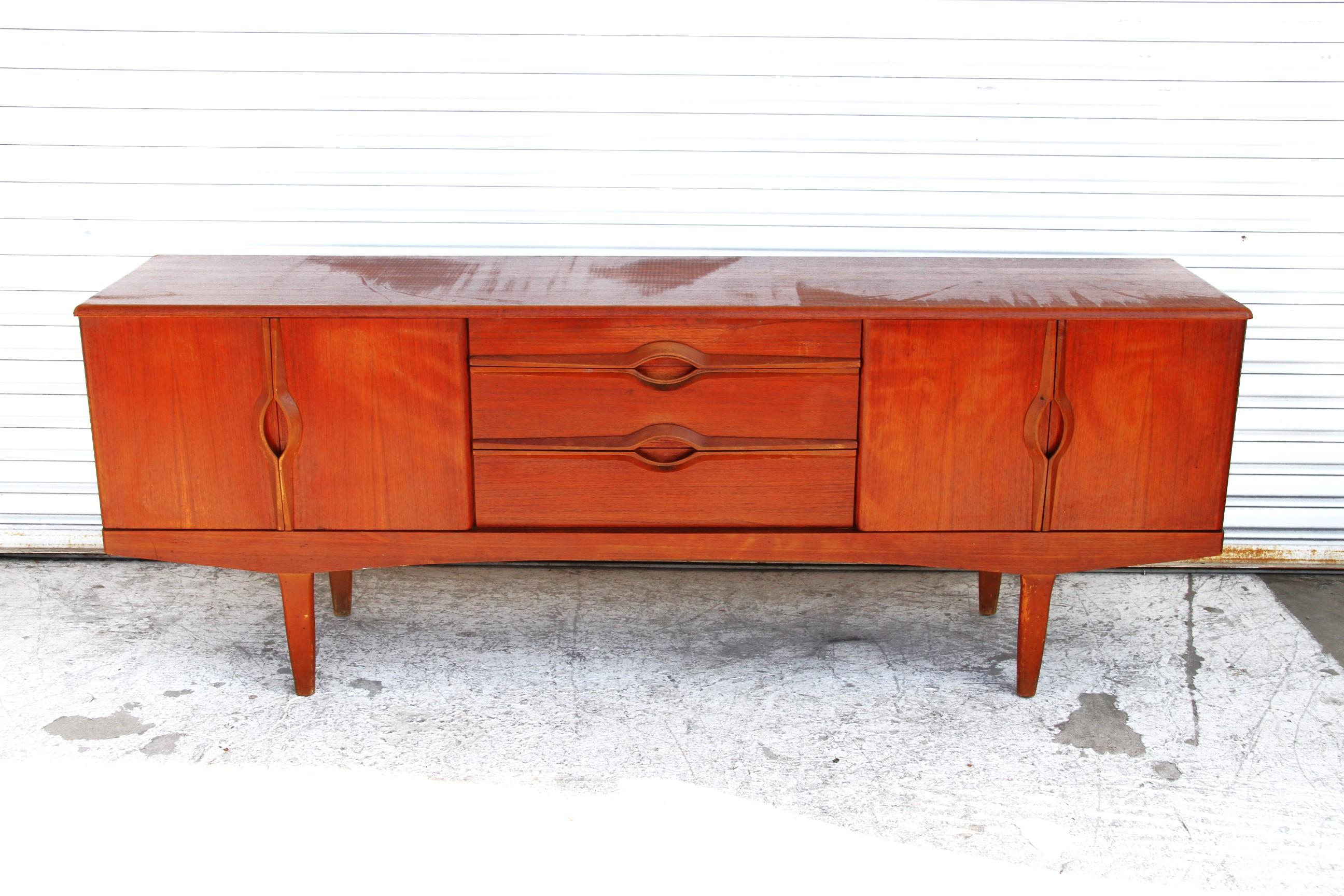 Mid-Century Modern Mid Century English Walnut Credenza 1960s For Sale