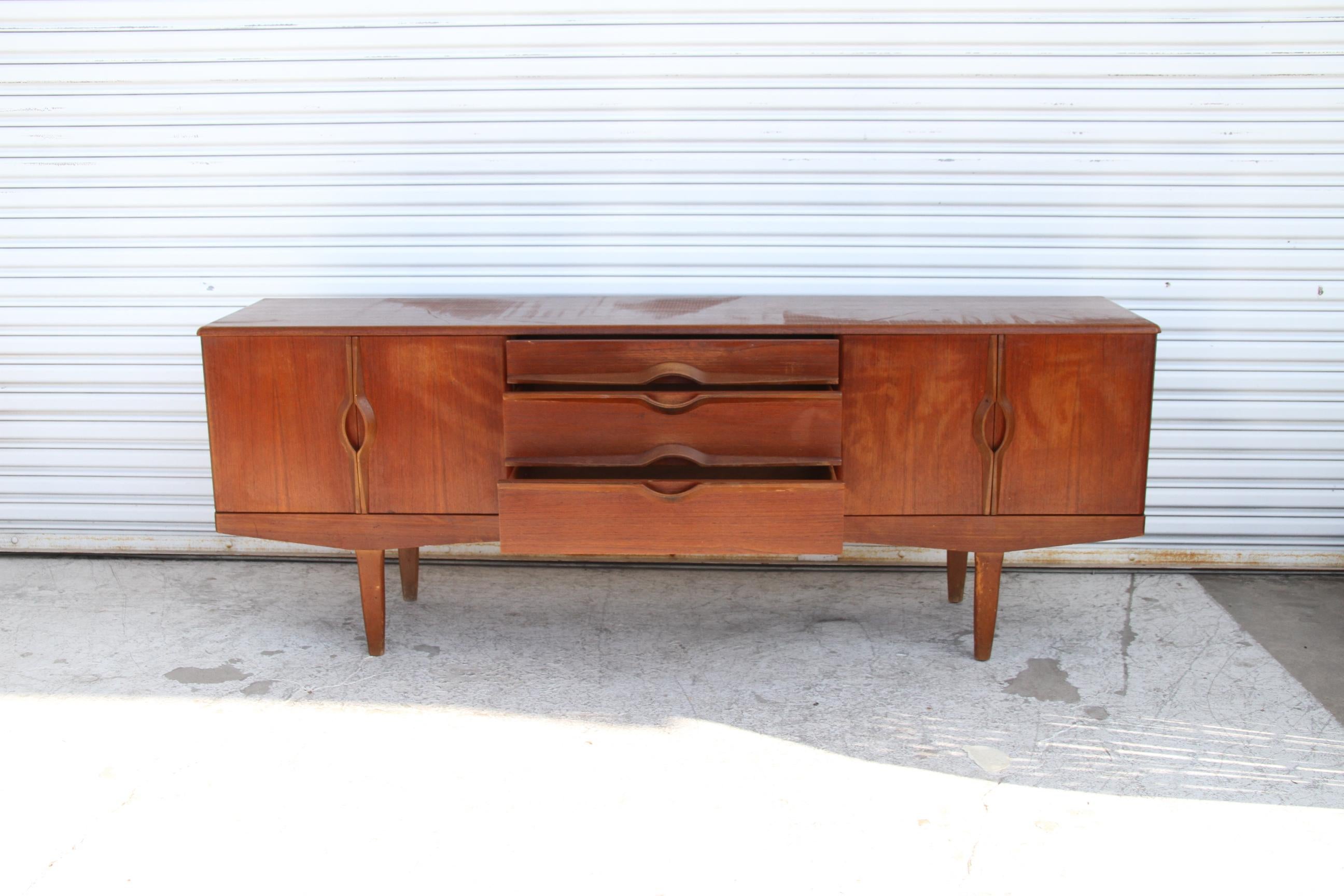 Mid-20th Century Mid Century English Walnut Credenza 1960s For Sale