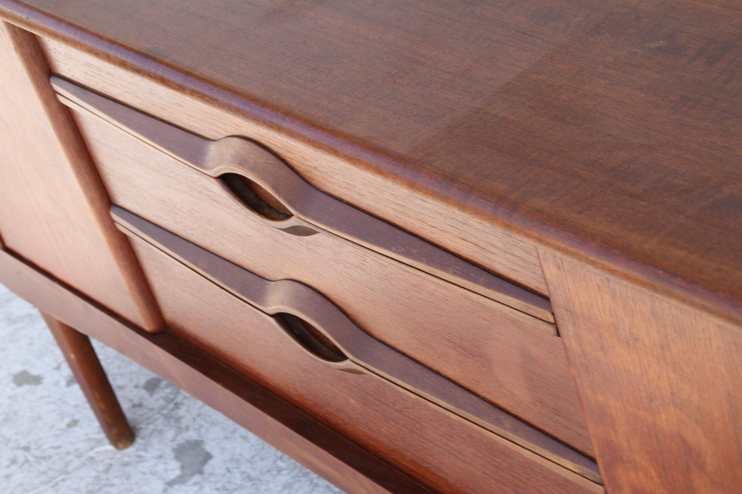 Mid Century English Walnut Credenza 1960s For Sale 1