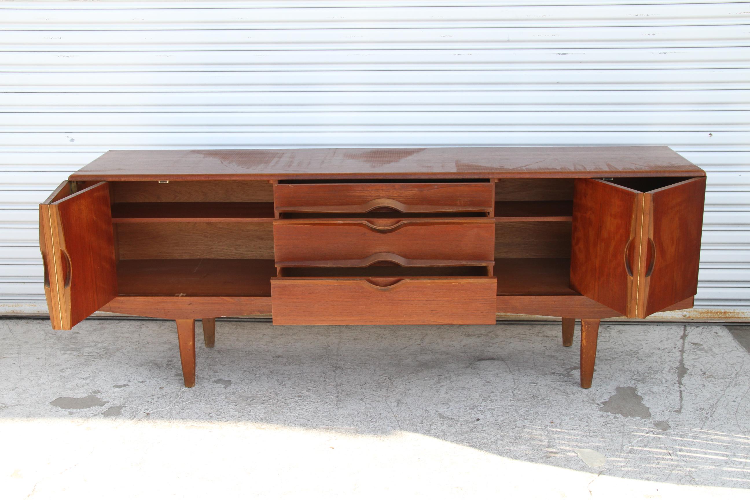 Mid Century English Walnut Credenza 1960s For Sale 2