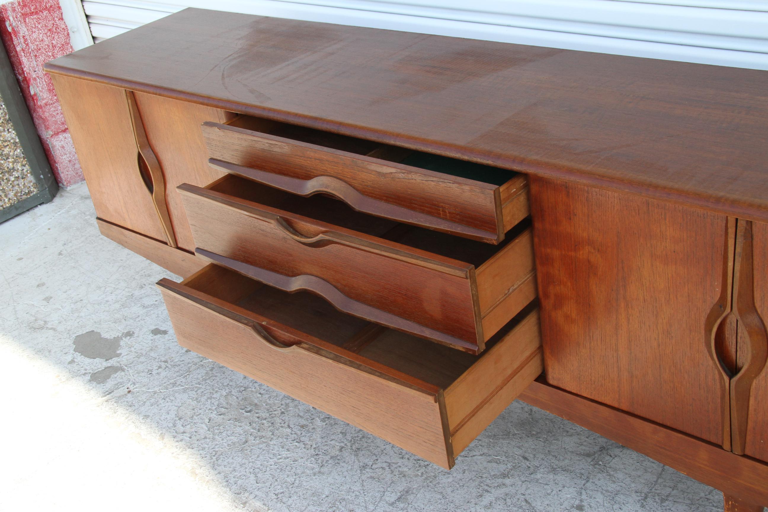 Mid Century English Walnut Credenza 1960s For Sale 4
