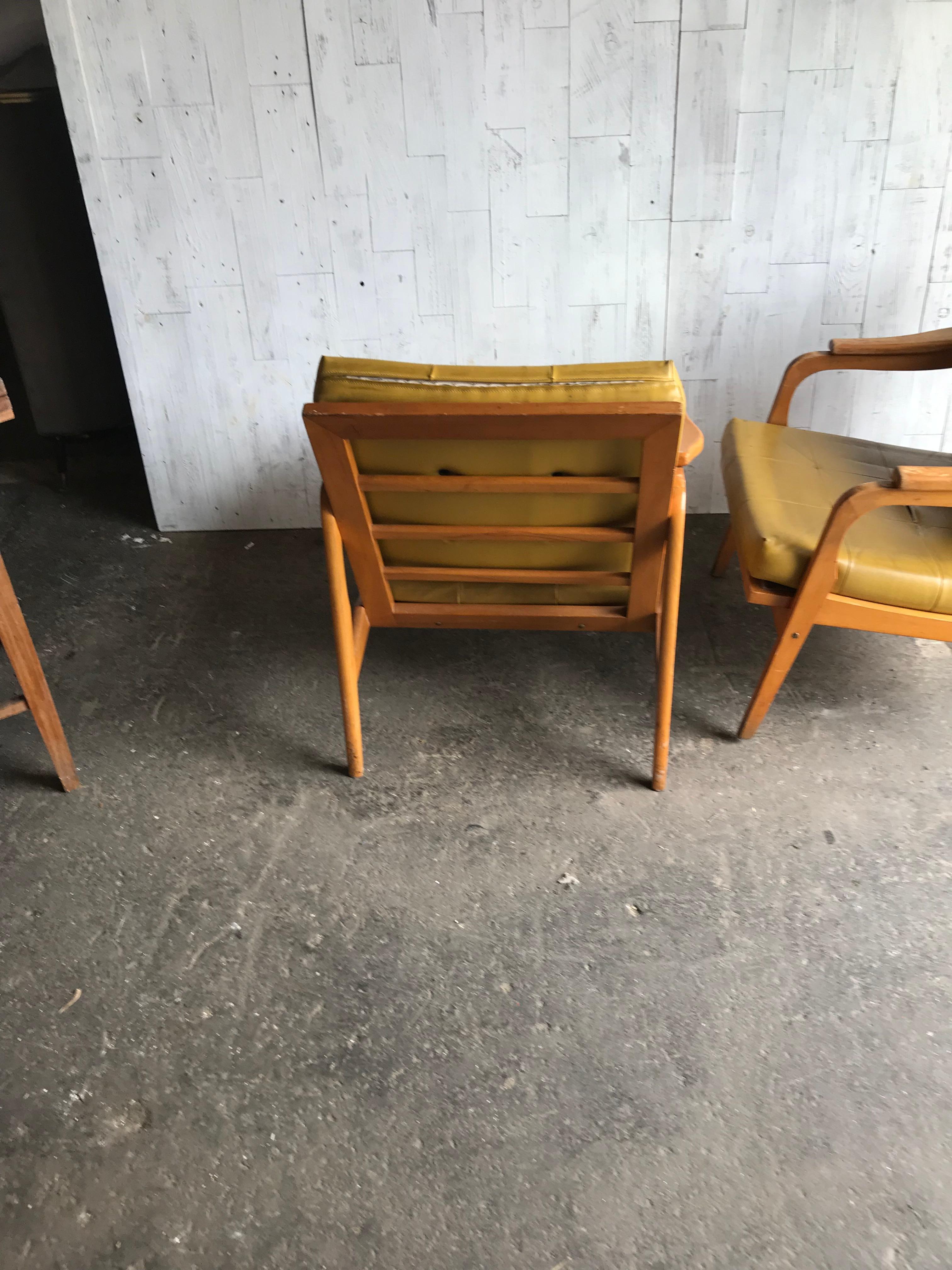 Lacquered Midcentury Danish Style Wooden Lounge Armchairs, 1960s For Sale