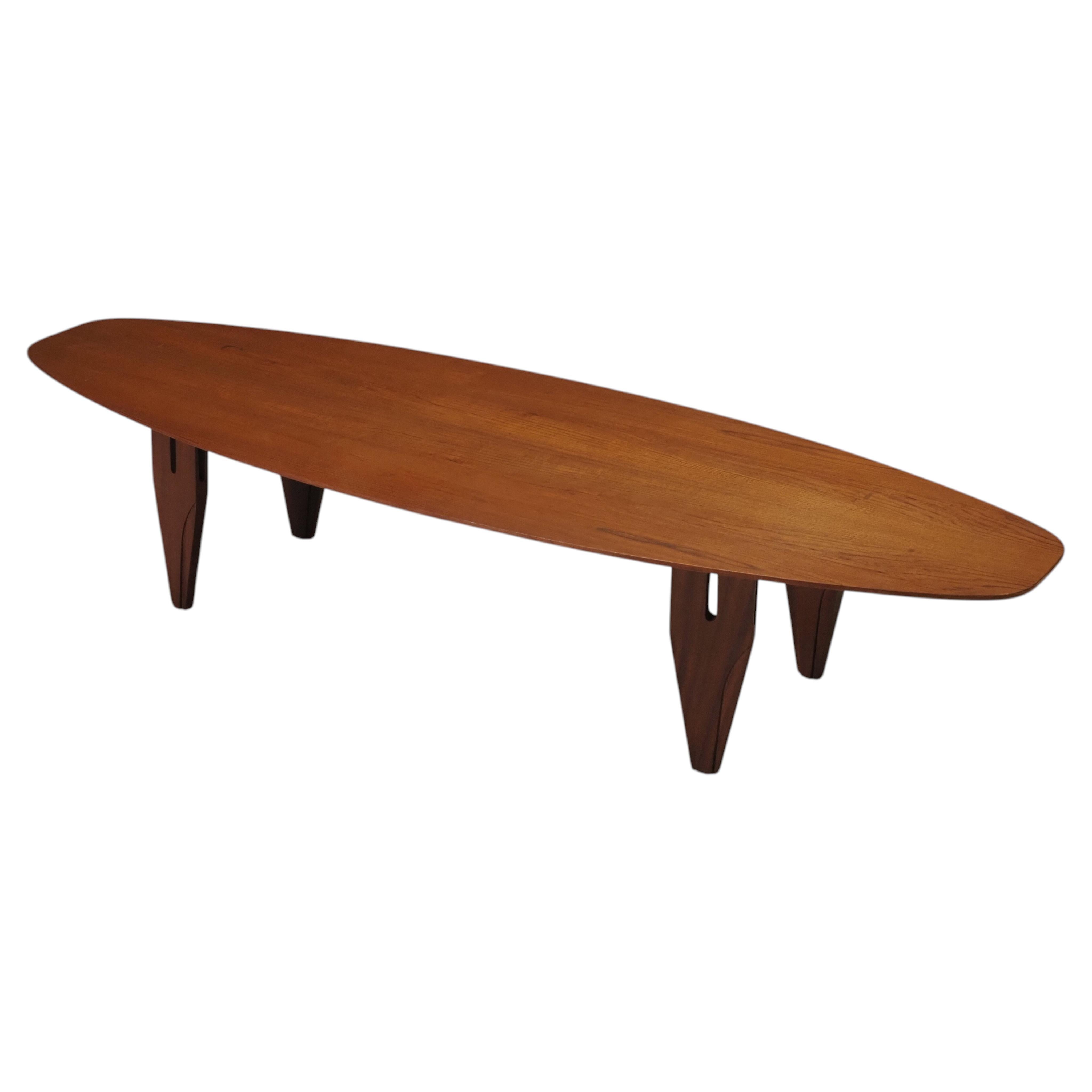 Mid-Century Danish surfboard coffee table 1960
