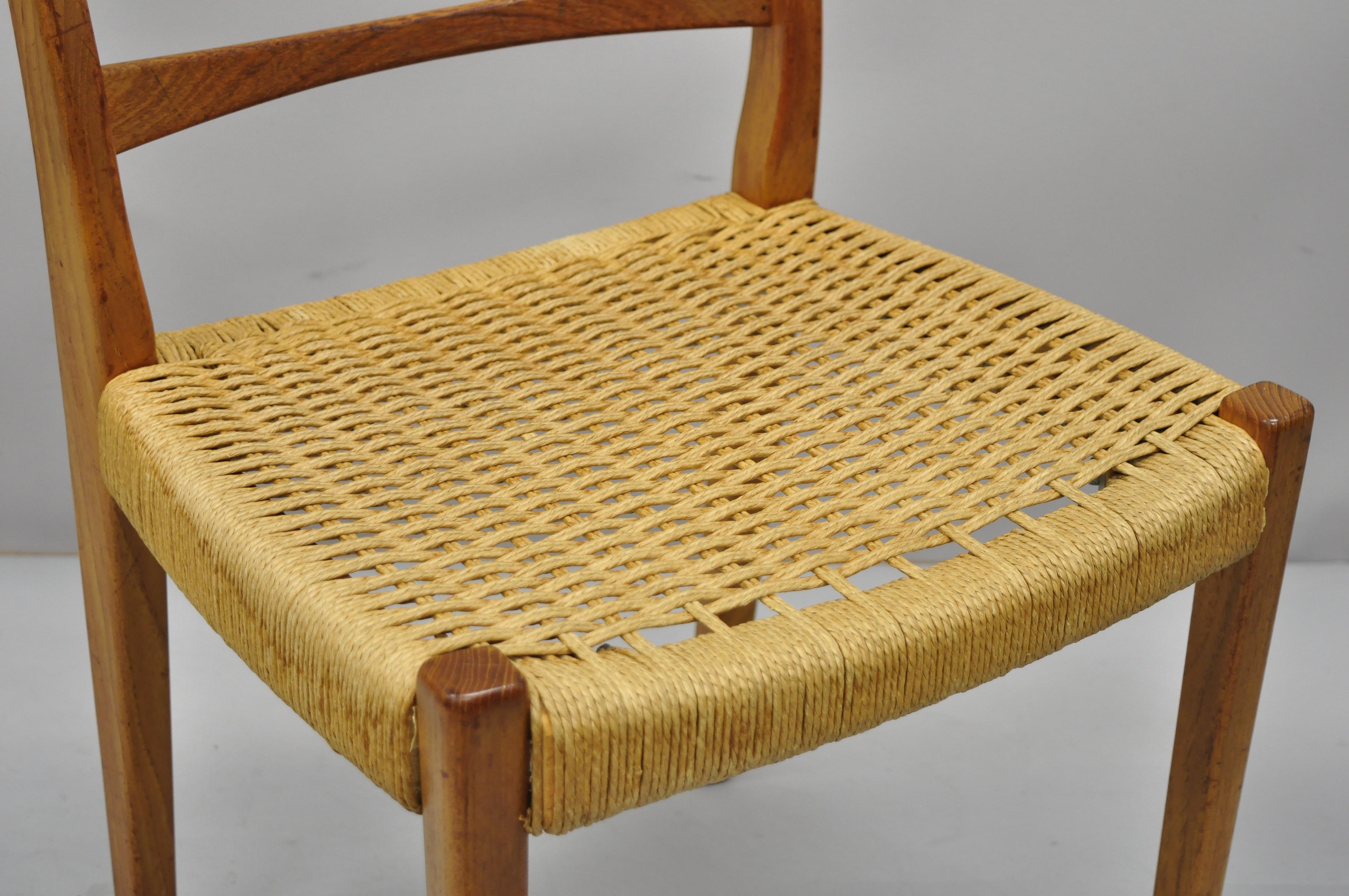 Midcentury Danish Swedish Modern Svegards Markaryd Teak Rope Dining Chair 1