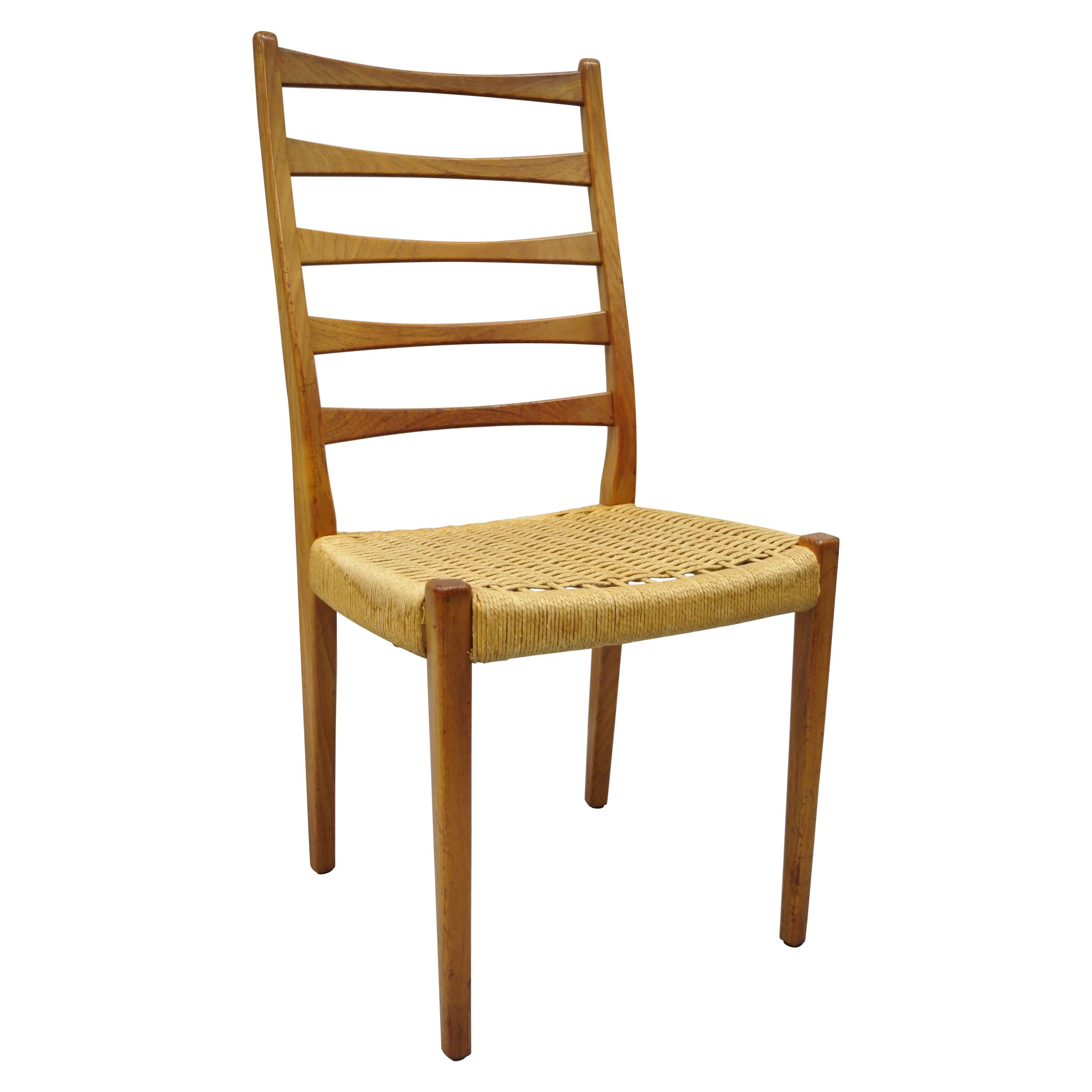 Midcentury Danish Swedish Modern Svegards Markaryd Teak Rope Dining Chair