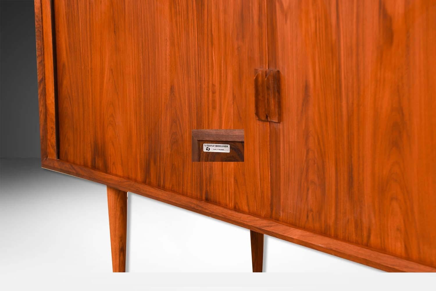 Mid-Century Danish Tambour Door Credenza Faarup Mobelfabrik Svend Larsen For Sale 2