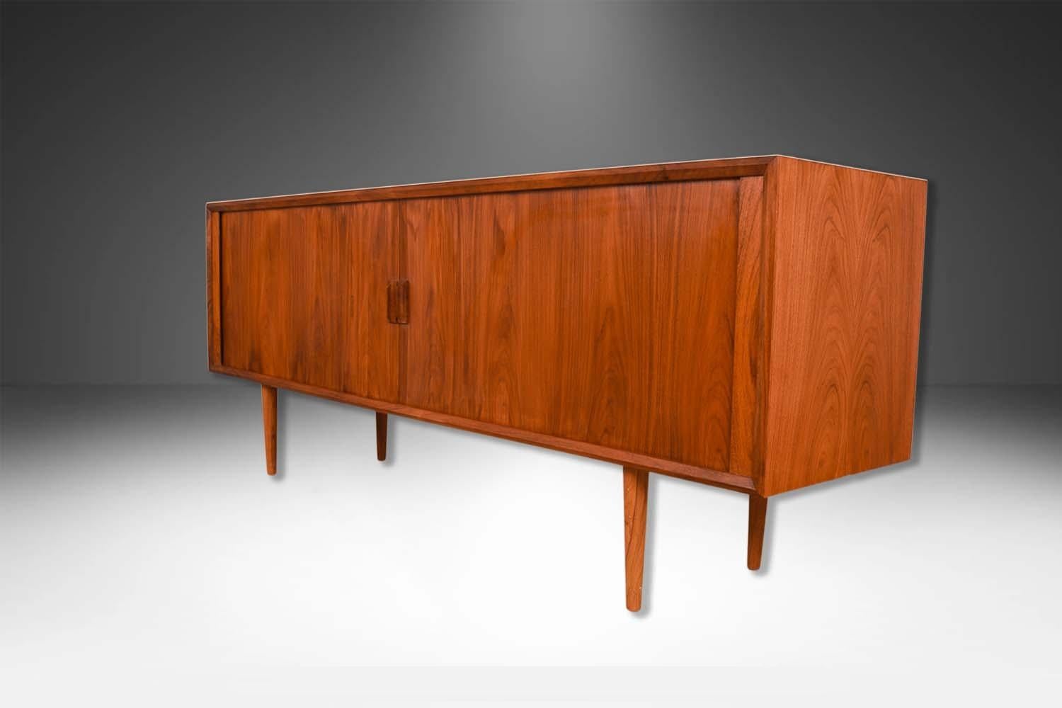 Mid-Century Danish Tambour Door Credenza Faarup Mobelfabrik Svend Larsen For Sale 3