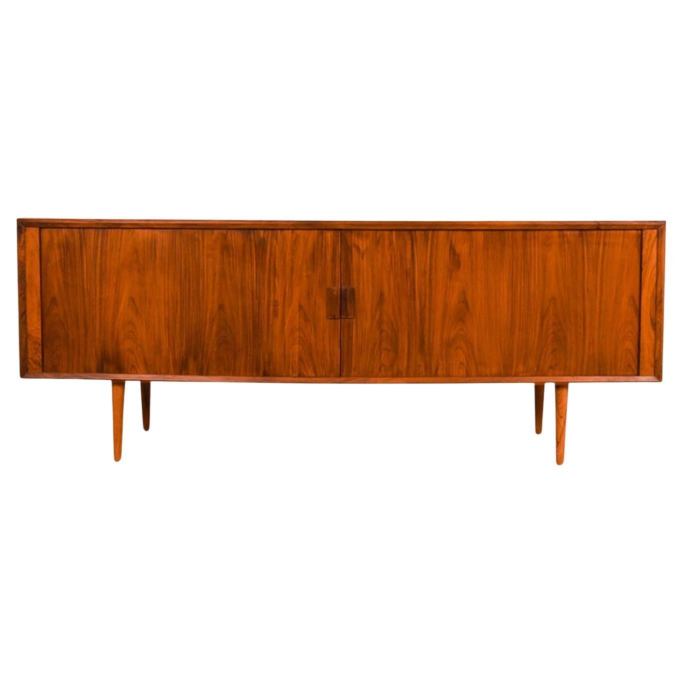 Mid-Century Danish Tambour Door Credenza Faarup Mobelfabrik Svend Larsen For Sale