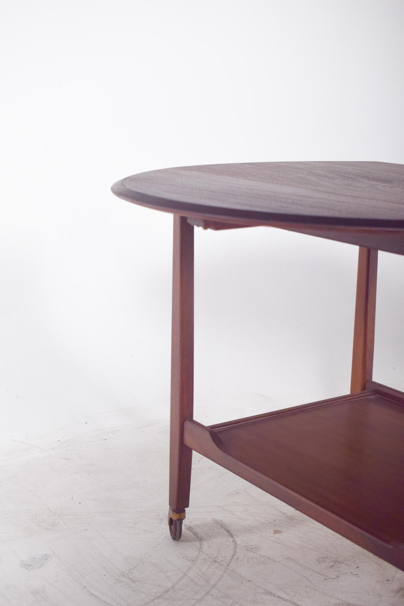 Wood Mid Century Danish Tea Trolley with Flaps For Sale