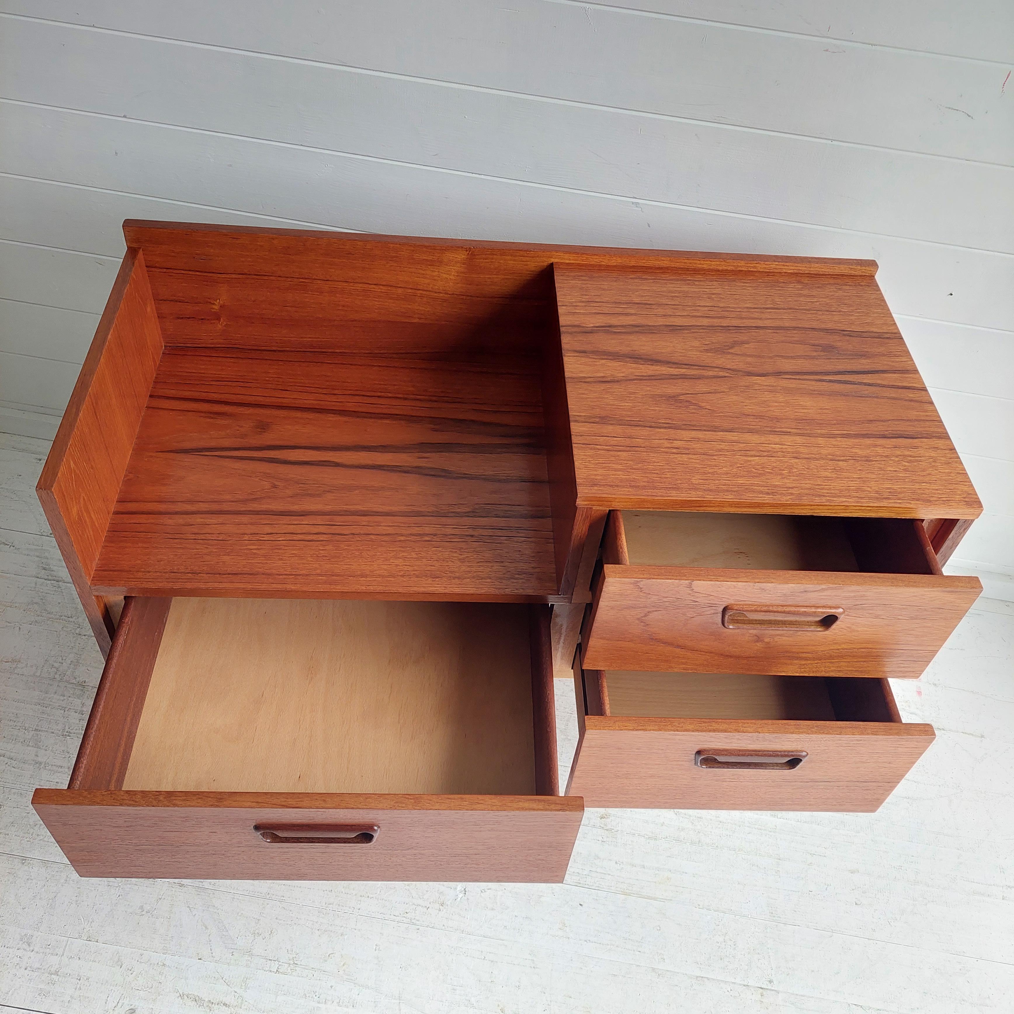 Mid Century  Danish Teak 1960's Low Level chest of drawers Hall Storage Unit cab 4