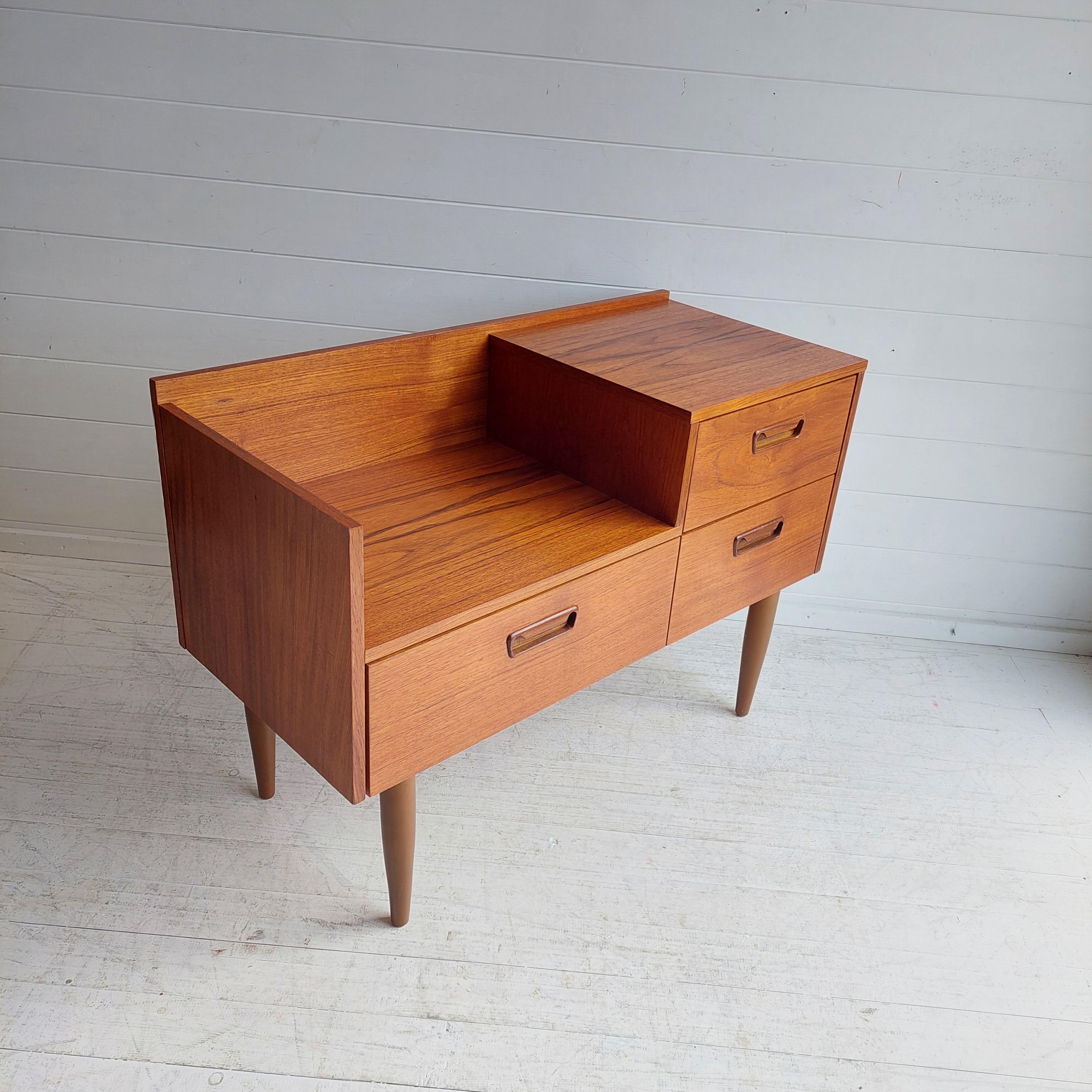 20th Century Mid Century  Danish Teak 1960's Low Level chest of drawers Hall Storage Unit cab