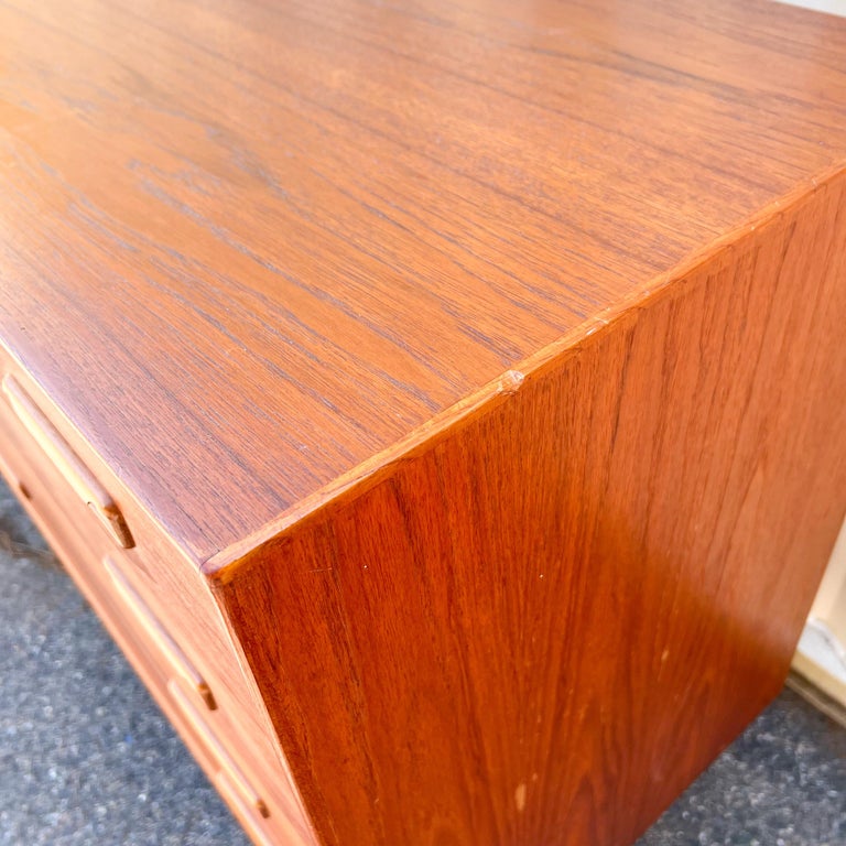 Mid Century Danish Teak 8 Drawer Dresser with Sculpted Drawer Pulls For