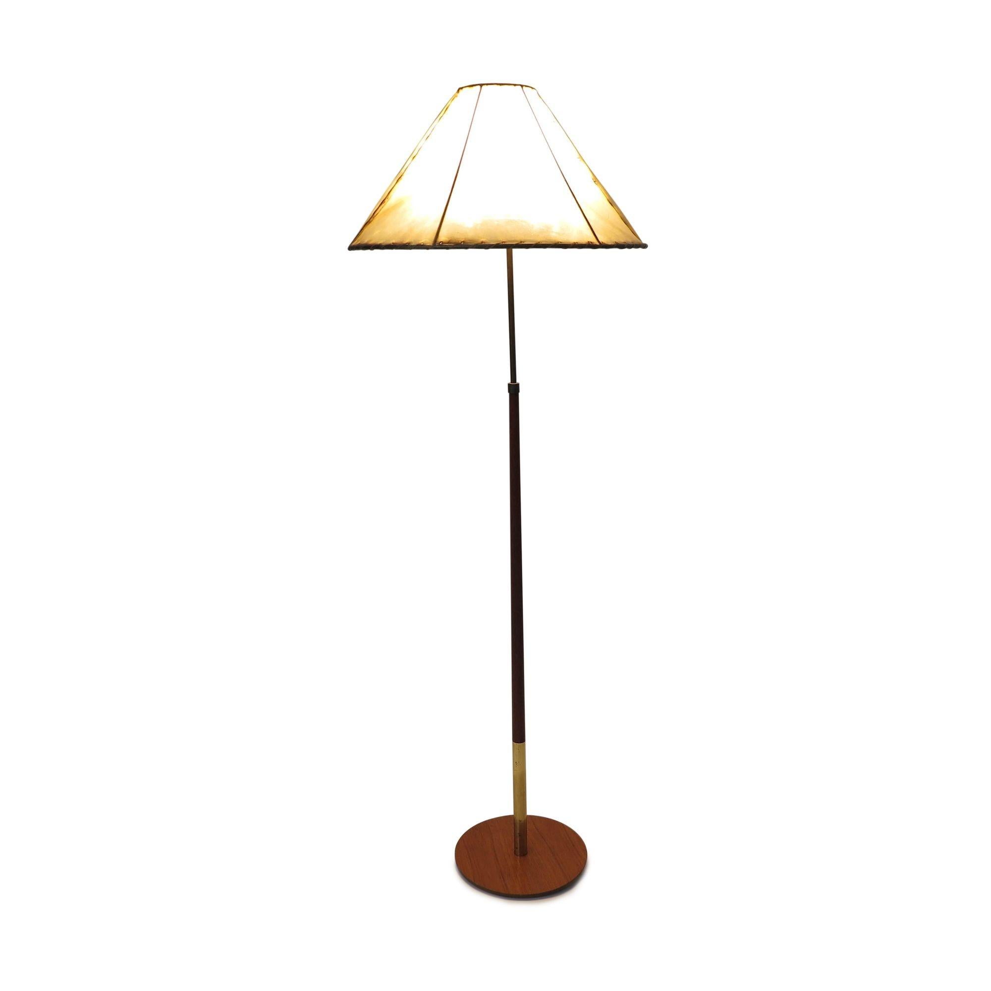 20th Century Midcentury Danish Teak and Brass Floor Lamp For Sale