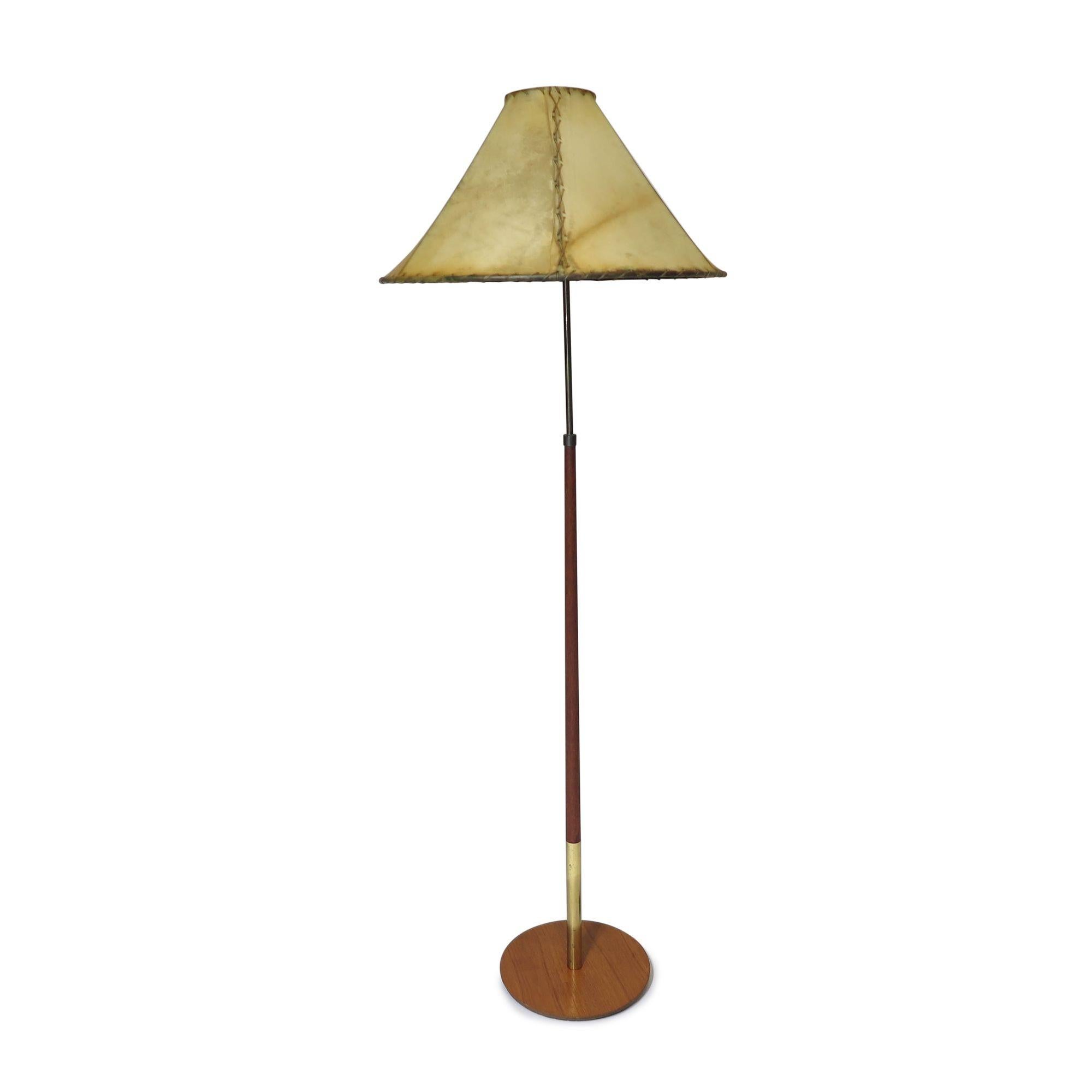 Midcentury Danish Teak and Brass Floor Lamp For Sale 2