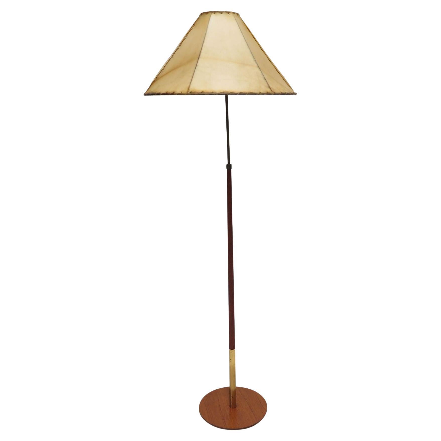 Midcentury Danish Teak and Brass Floor Lamp