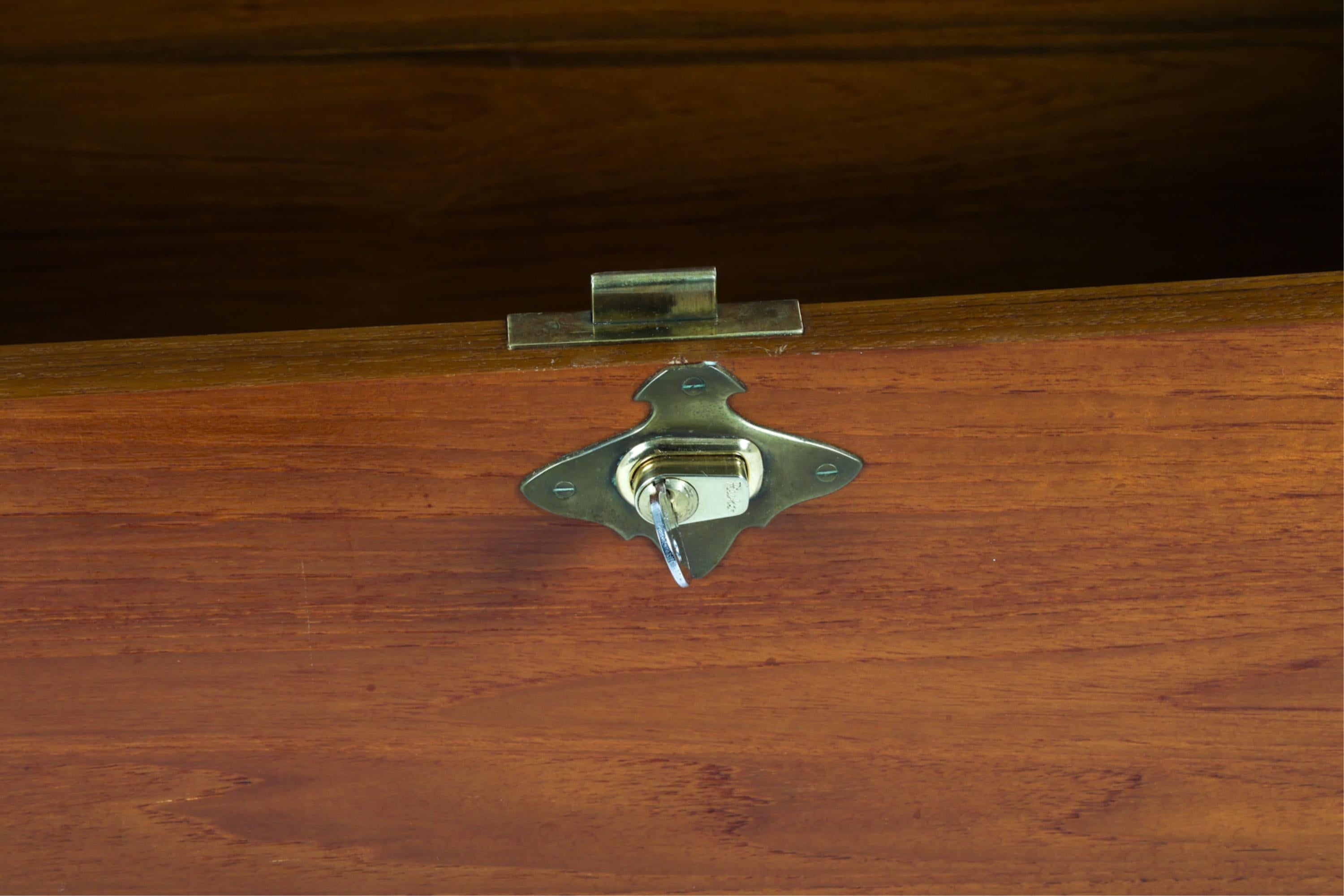 Mid-Century Danish Teak and Brass Sea Chest, Circa 1960's For Sale 6