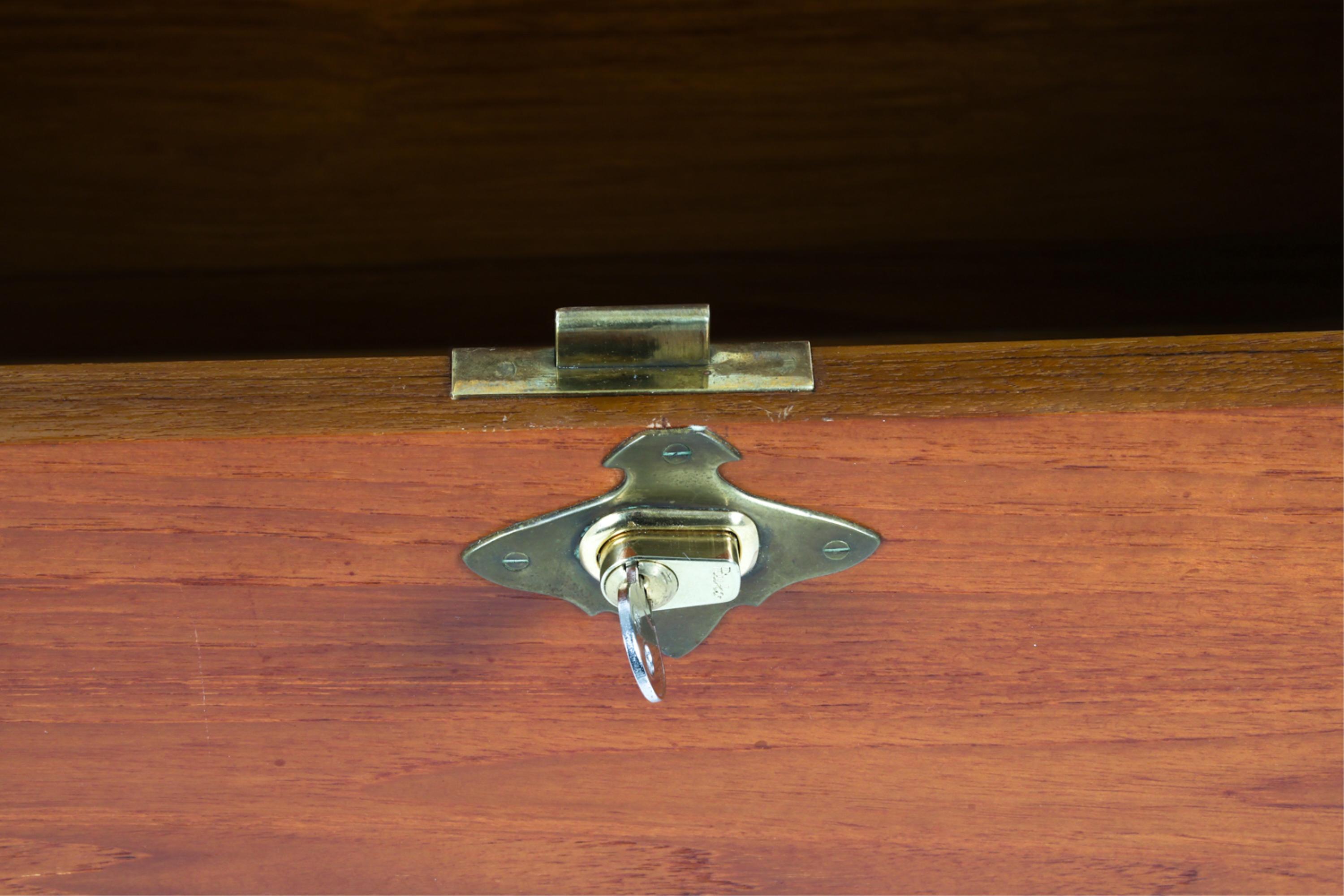 Mid-Century Danish Teak and Brass Sea Chest, Circa 1960's For Sale 8