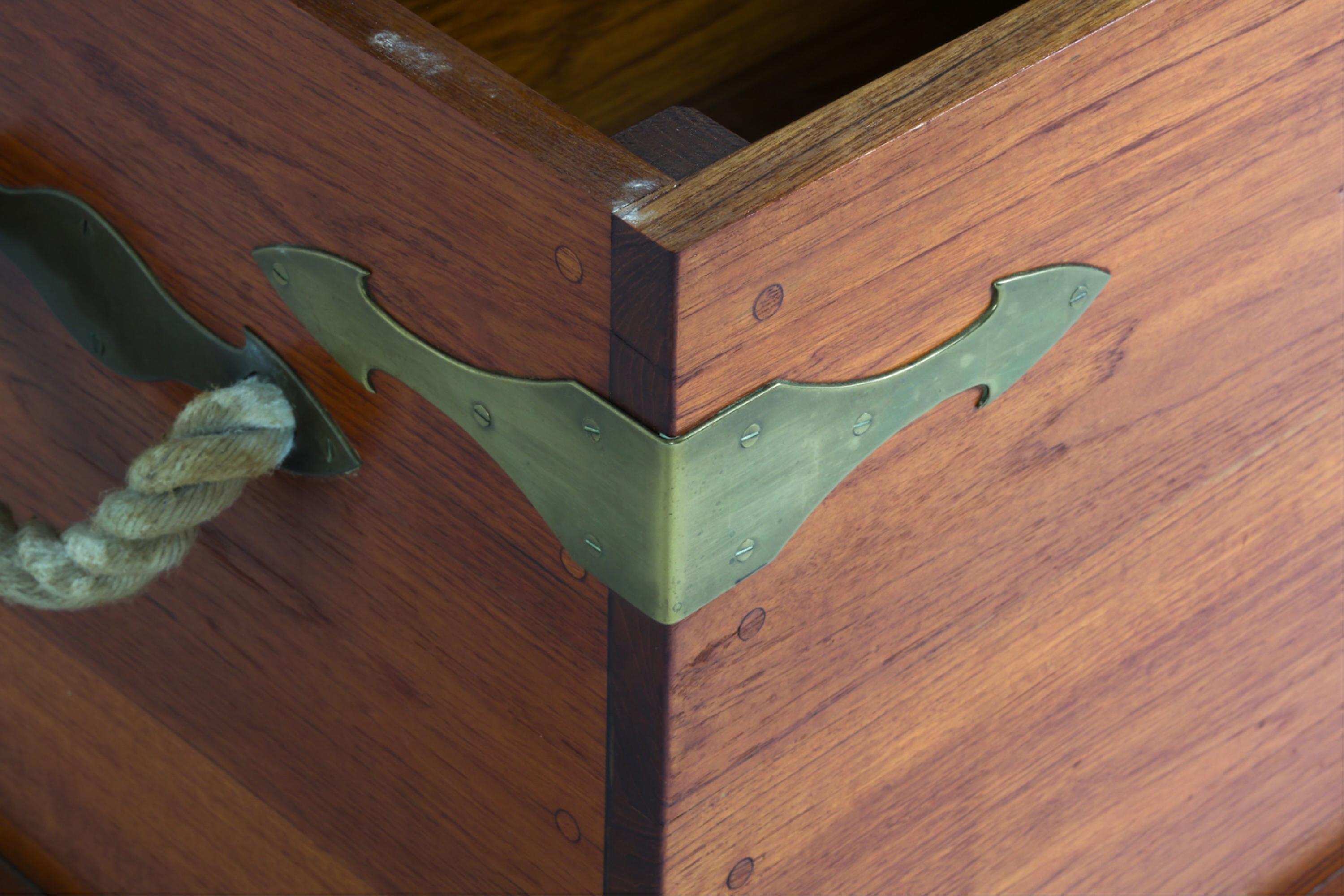Mid-Century Danish Teak and Brass Sea Chest, Circa 1960's For Sale 9